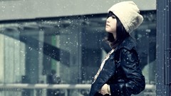 Snow woman hats asians models