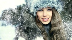 Snow woman new year long hair brunettes