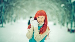 Snow woman redheads sweaters