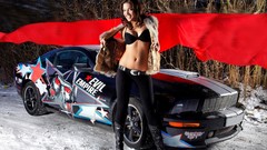 Snow woman tuning cars Ford stomach Darth Vader Ford mustang 