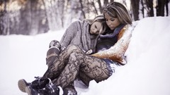 Snow woman wool stockings models forests sweaters