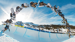 Snowboarding half pipe