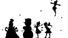 Snowflakes black and white Fairies Snowmen silhouettes anime 