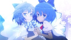 Snowflakes ice wings dress reflections scarfs blue hair smiling 