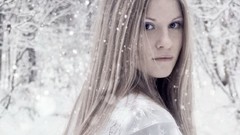 Snowflakes snow winter white woman blondes