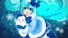 Snowflakes snow woman fur Snowmen Chibi bows microphones skirts 