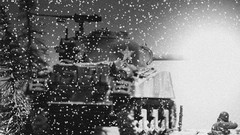 Snowflakes tanks World War II Sherman grayscale