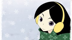 Snowflakes winter faces scarfs long hair anime girls sayonara 