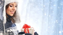 Snowflakes winter woman Christmas brunettes