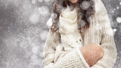 Snowflakes winter woman faces artwork
