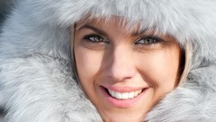 Snowflakes winter woman faces artwork chapka