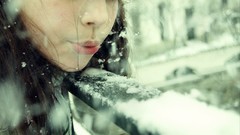 Snowflakes winter woman lips