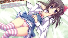 Socks anime girls bra underwear panties thigh highs striped 