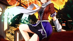 Socks Bridges sitting blondes anime girls green eyes short hair 