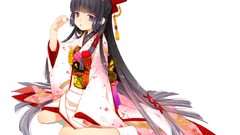 Socks Ribbons sitting kimono bows long hair anime girls 