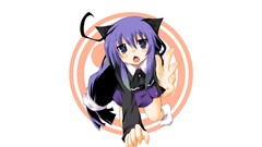 Socks skirts blue hair anime girls blue eyes school uniforms 