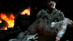 Soldier little boy hands