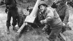 Soldiers artillery monochrome World War II grayscale