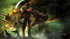 Soldiers futuristic weapons spaceships