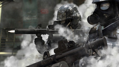 Soldiers Guns gas masks