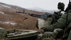 Soldiers military camouflage machine gun Russian army armour