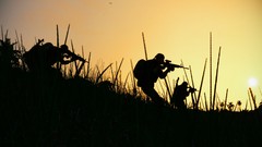 Soldiers military silhouettes