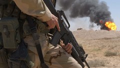 Soldiers oil fire fields