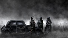 Soldiers paintings Nazi grayscale
