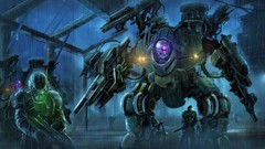 Soldiers rain Robots futuristic