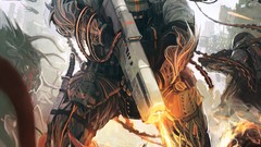 Soldiers tentacles Aliens artwork futuristic space suits