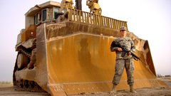 Soldiers vehicles bulldozer caterpillar