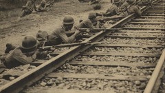 Soldiers War sepia railroad