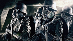 Soldiers weapons gas masks