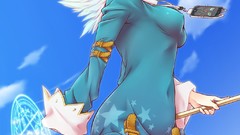 Sorcerer anime girls green eyes short hair heterochromia brooms 