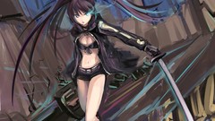 Sound anime girls blue eyes black rock shooter twintails