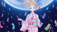 Space Anime kimono anime girls blue eyes Japanese clothes