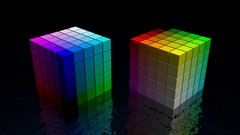 Space black bright cubes dice multicolor