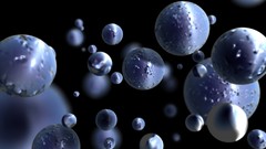 Space blue balls drop black background 3d spheres digital art