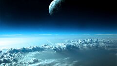 Space Earth clouds moon planet artwork digital art space art