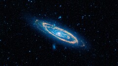 Space galaxy space art digital art Messier 31 blue