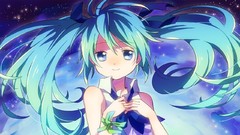 Space hatsune miku vocaloid twintails aqua hair