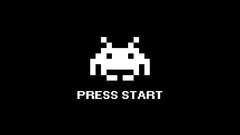 Space Invaders retro games black background Minimalism