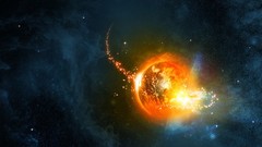 Space orange Earth artwork fantasy art