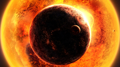 Space planet digital art sun space art yellow deviantart orange