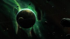 Space planet nebula space art asteroid digital art Green