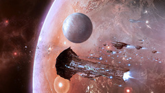 Space planets fantastic spaceships