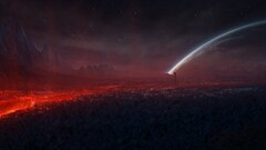 Space red digital art artwork planet apocalyptic sky dark