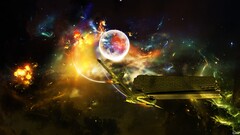 Space spaceship planet explosion 3d digital art space art render