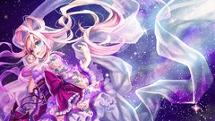 Space Stars Anime pink hair long hair anime girls skies 