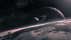 Space Stars planets outer space digital art moons qauz